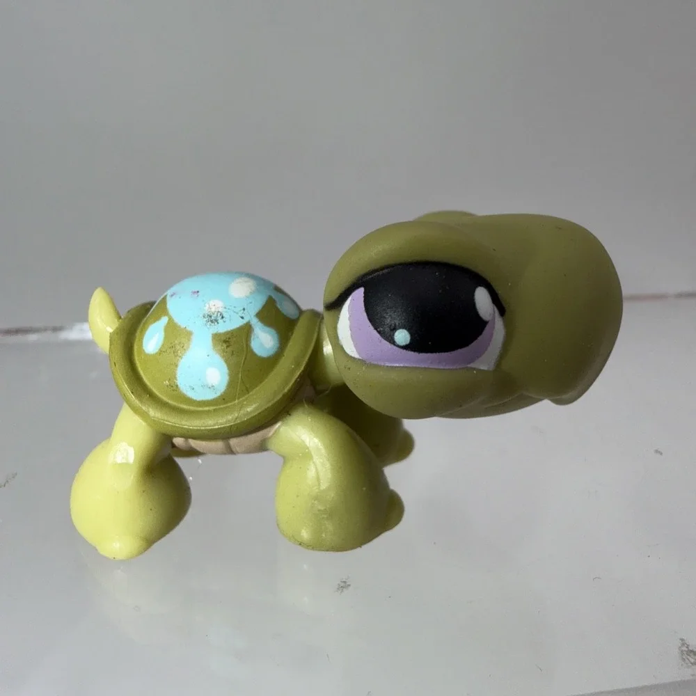 Littest Pet Shop #149 Green Turtle W/ Blue Splash & Purple Dot Eyes LPS